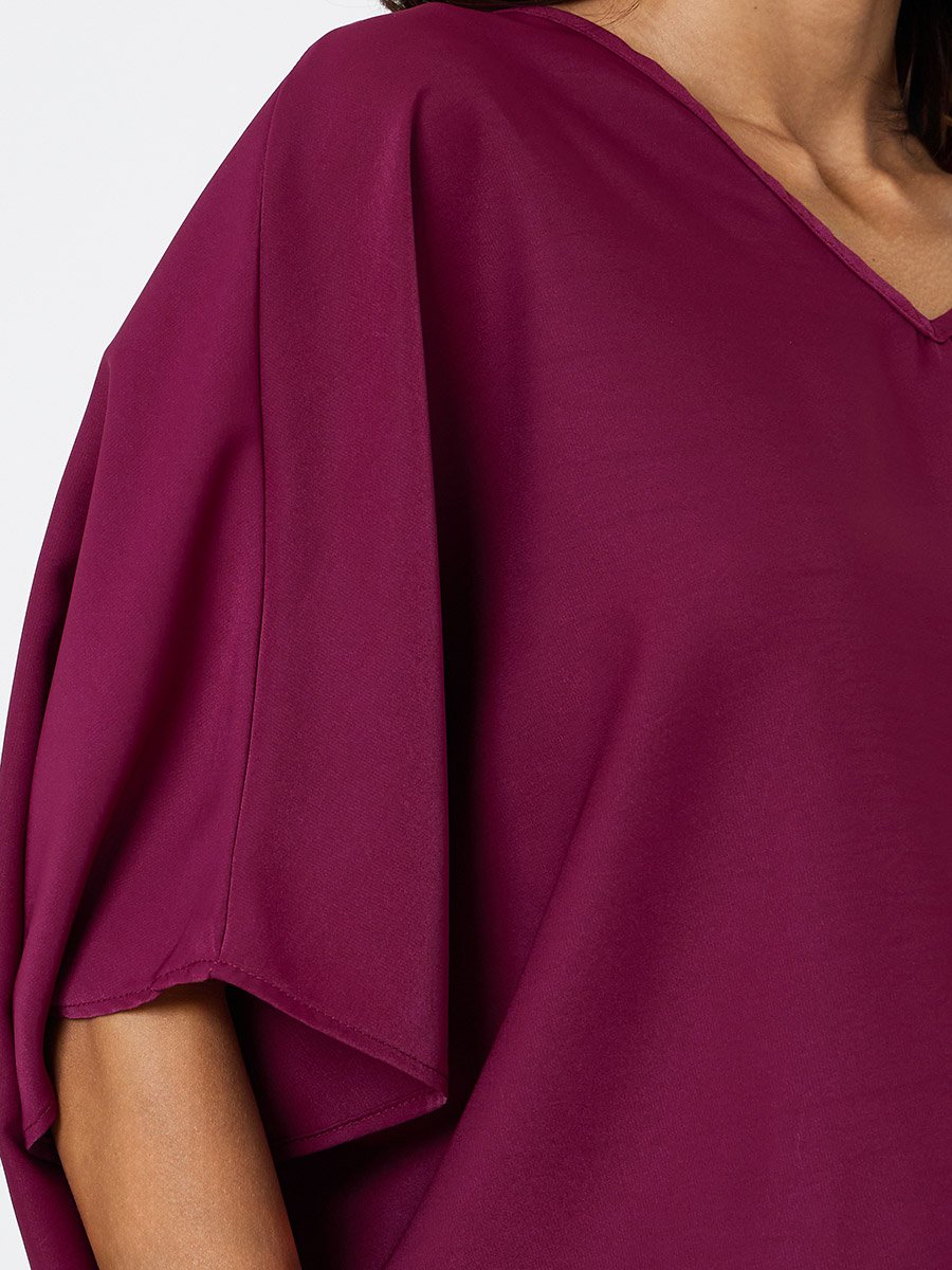 Purple V-Neck 3/4 Sleeve Top