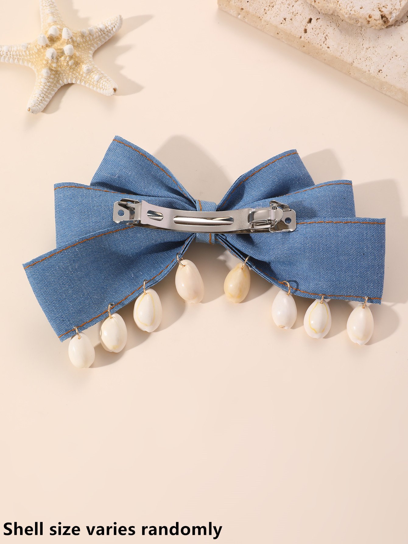 Shell Detail Bow Hair Clip