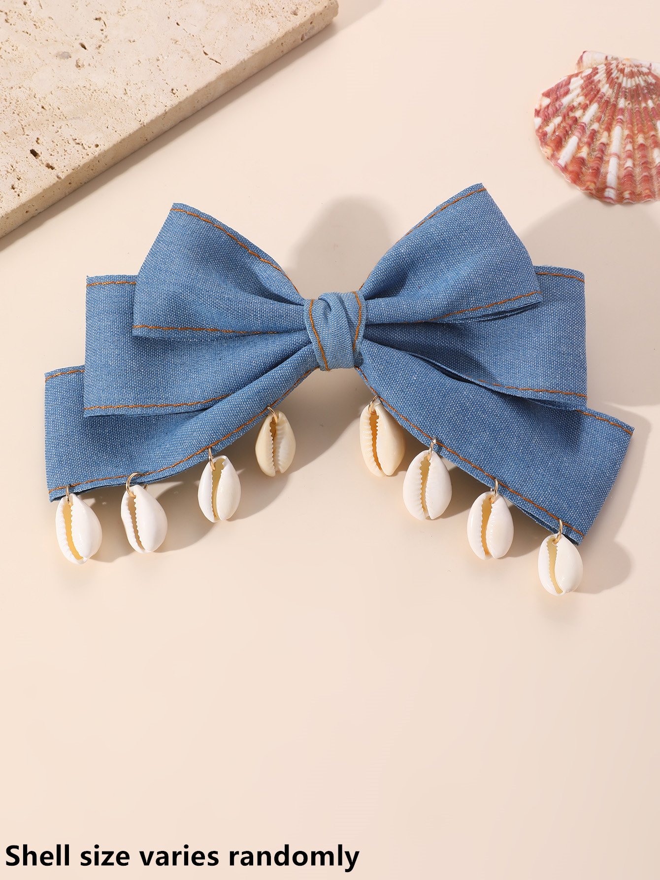 Shell Detail Bow Hair Clip