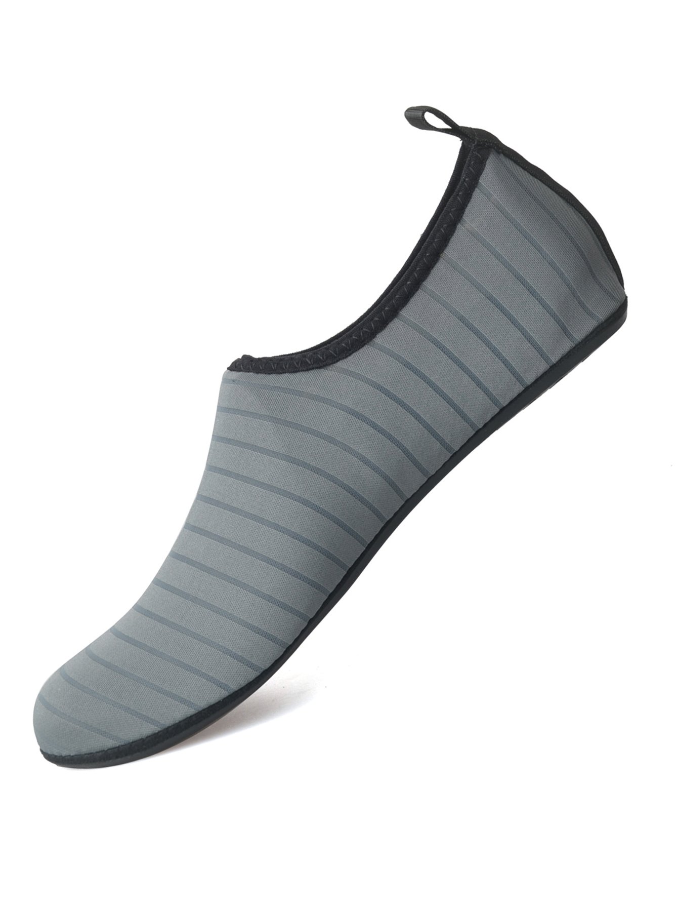 Womens Grey Striped Slip-On Aqua Shoes - Flatform Casual Comfort