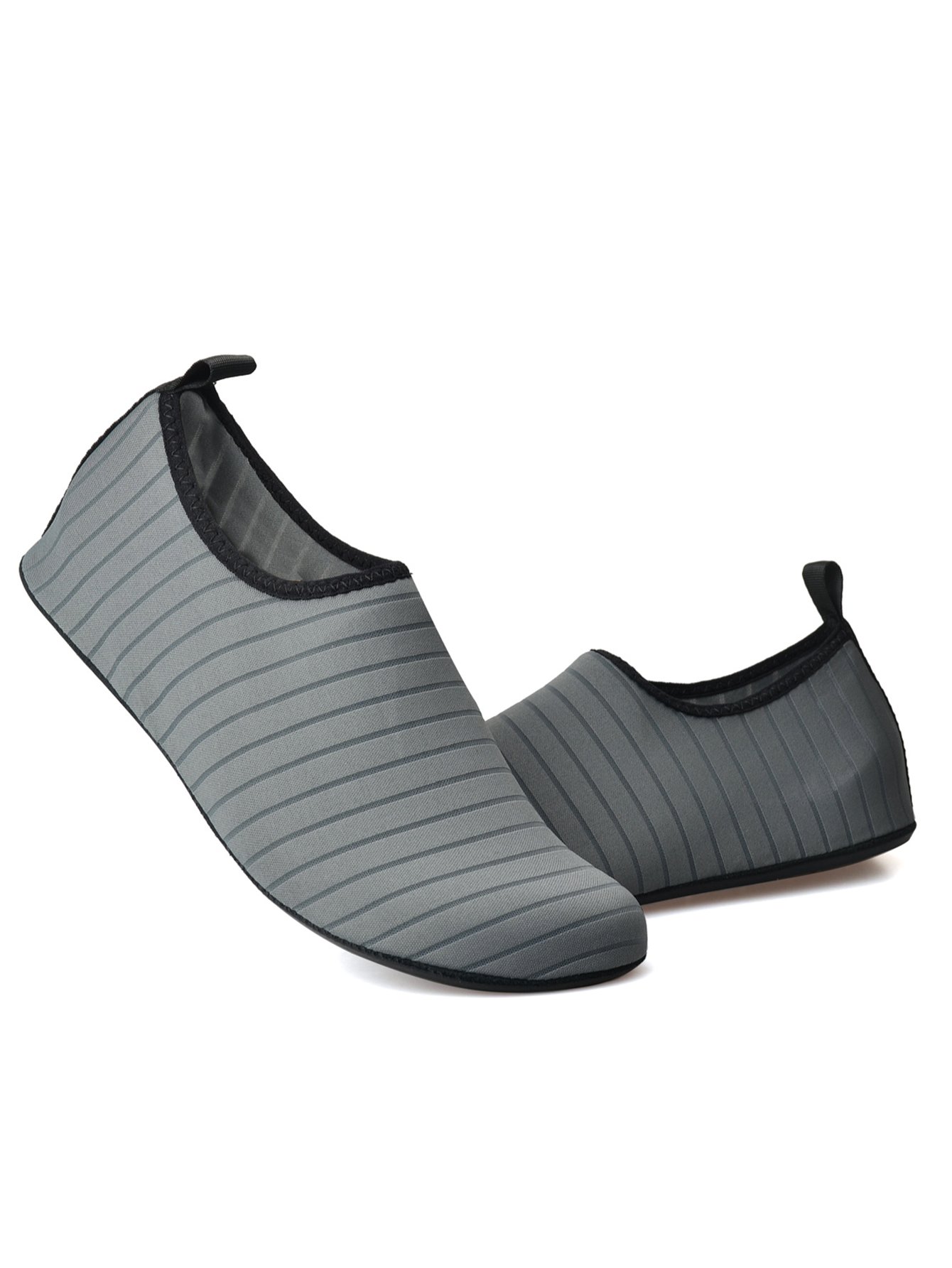 Womens Grey Striped Slip-On Aqua Shoes - Flatform Casual Comfort