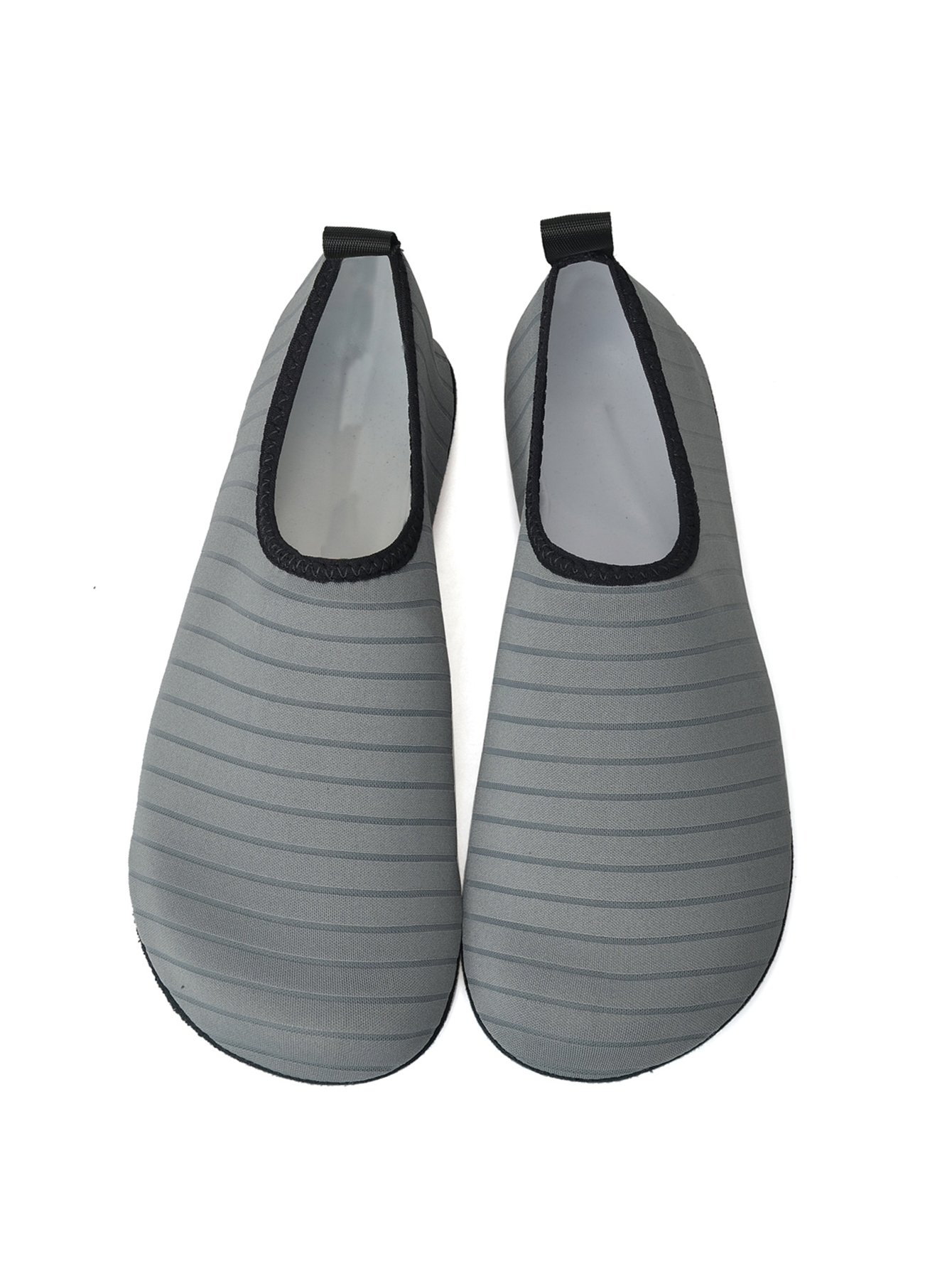 Womens Grey Striped Slip-On Aqua Shoes - Flatform Casual Comfort