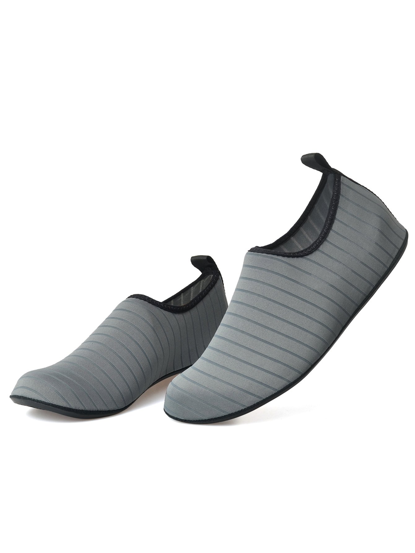 Womens Grey Striped Slip-On Aqua Shoes - Flatform Casual Comfort