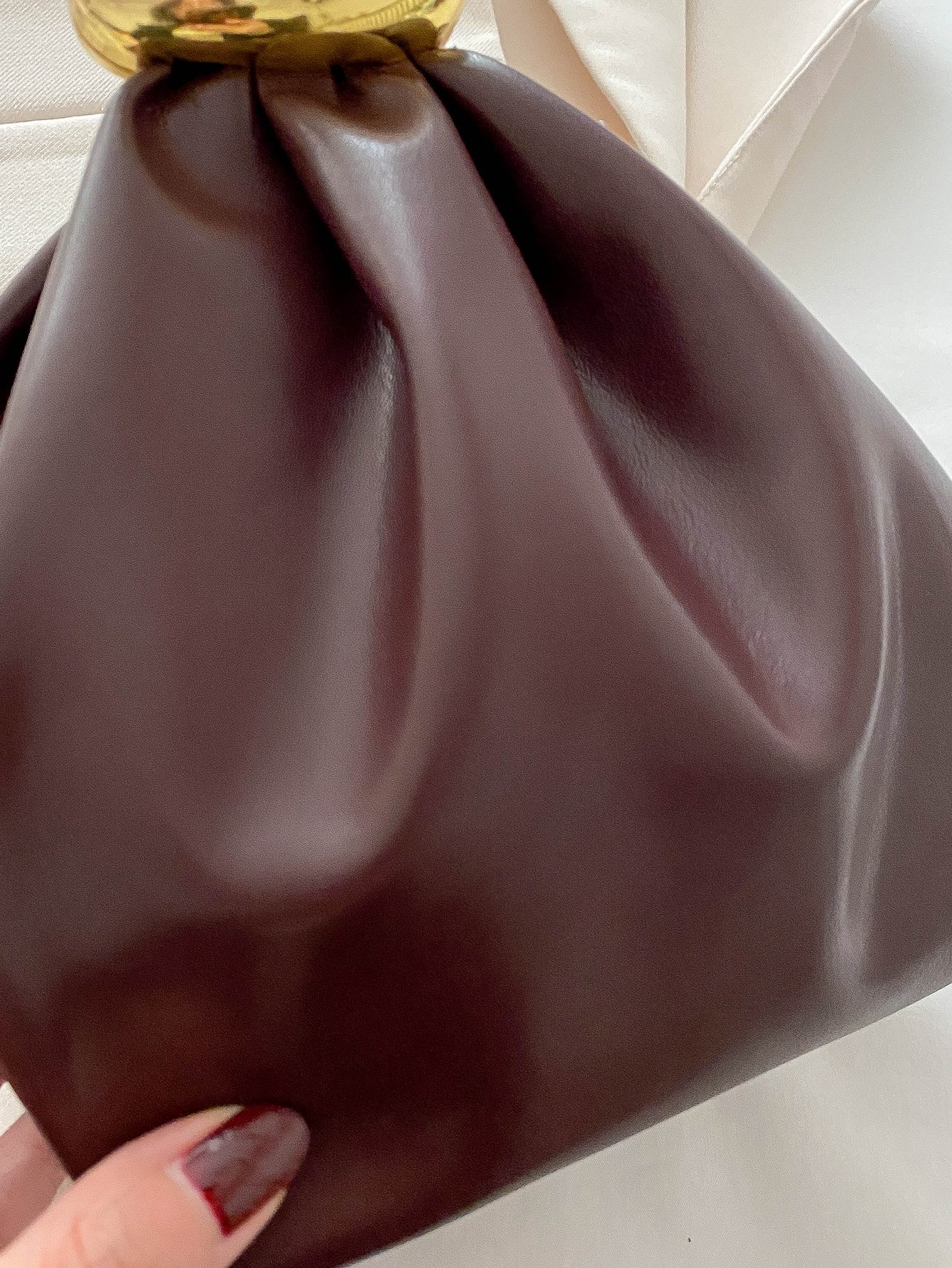 Burgundy Handbag with Gold Accent