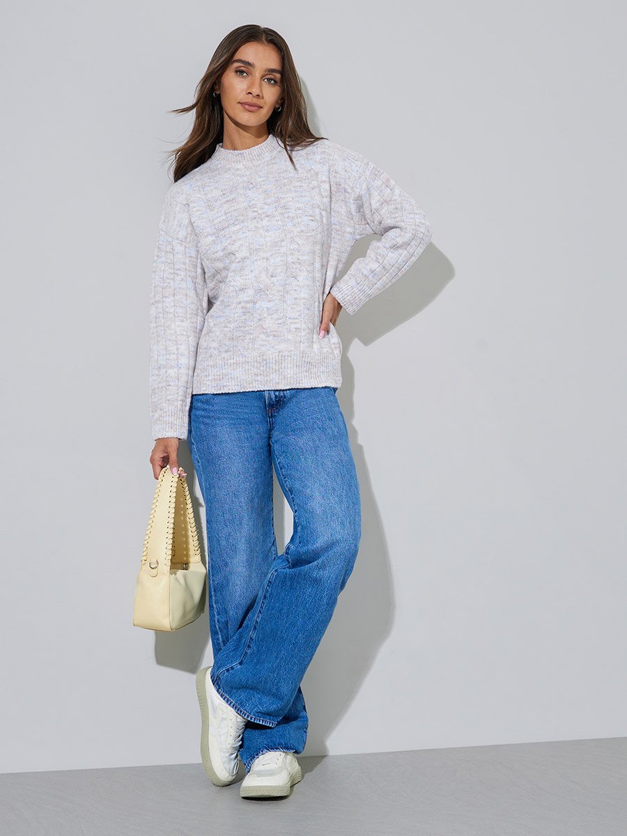 Multi-Color Cable Knit Regular Fit Sweater