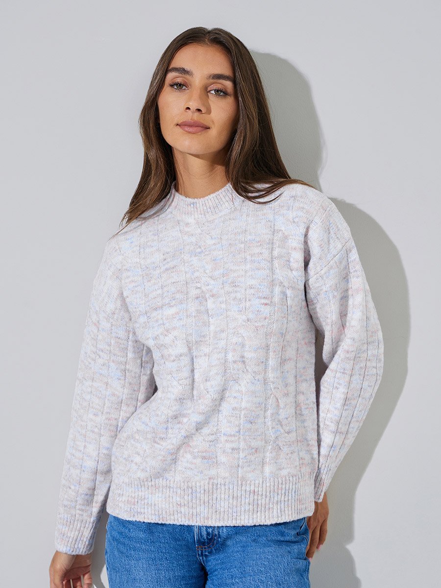 Multi-Color Cable Knit Regular Fit Sweater