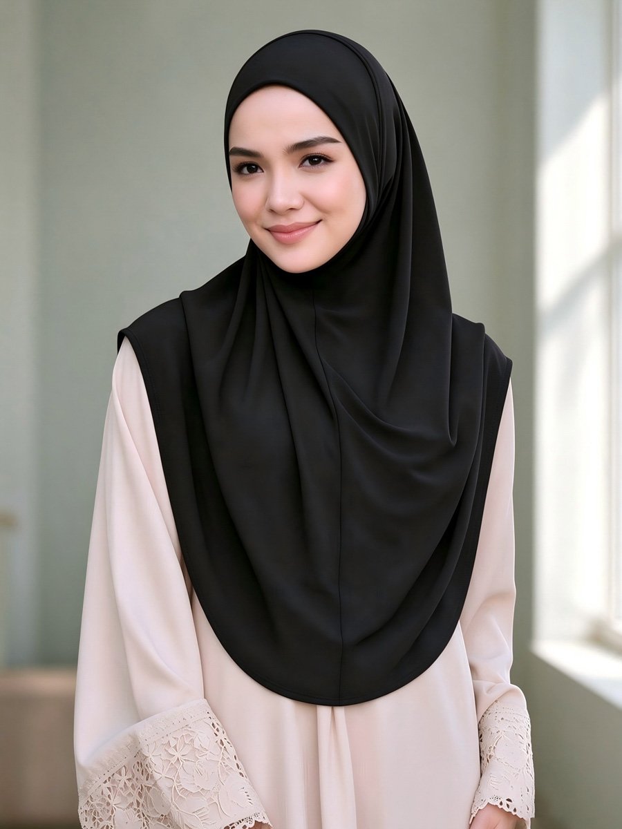  Black Solid Hijab