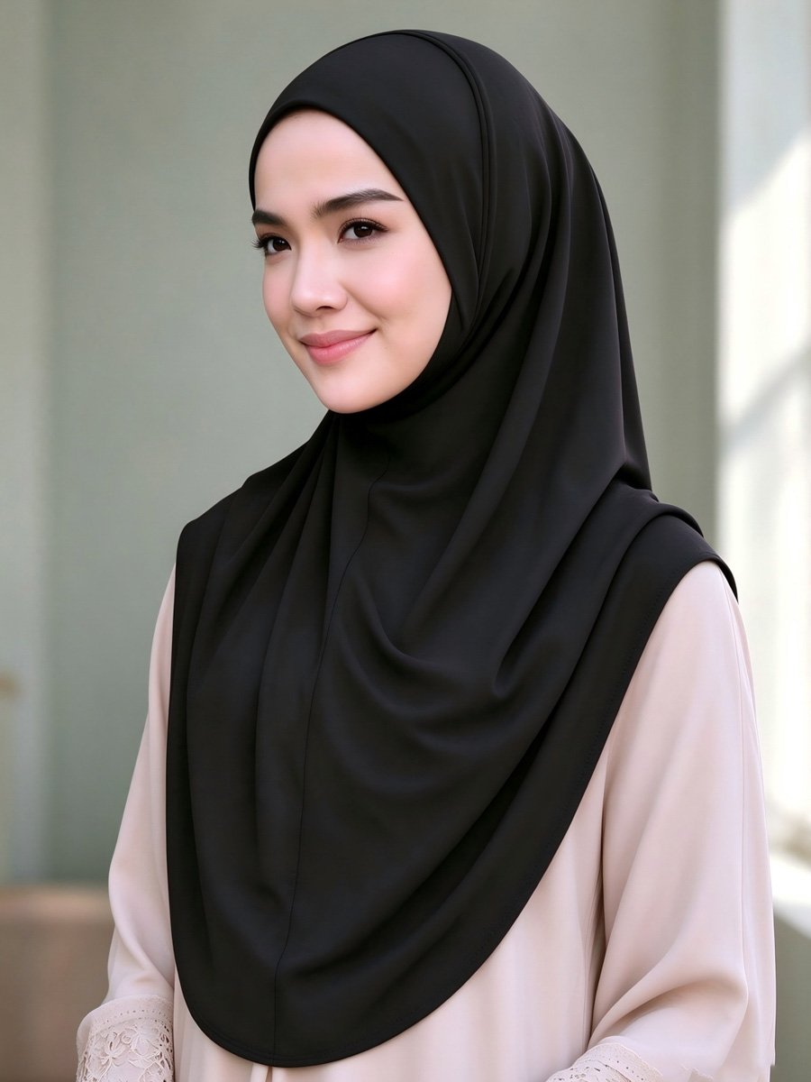 Black Solid Hijab