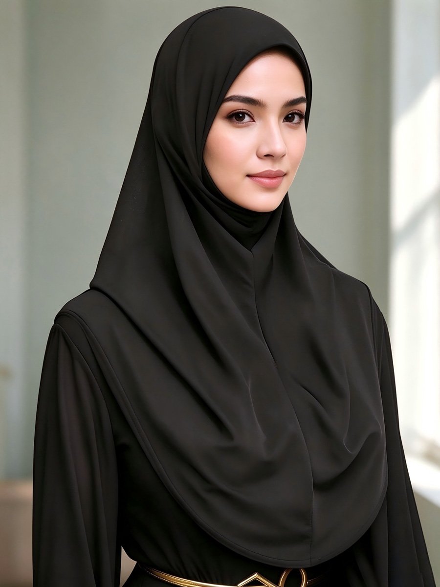  Black Solid Hijab