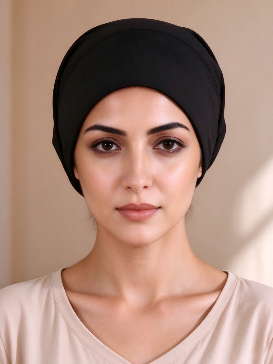 قبعة حجاب أنبوبية سادة سوداء