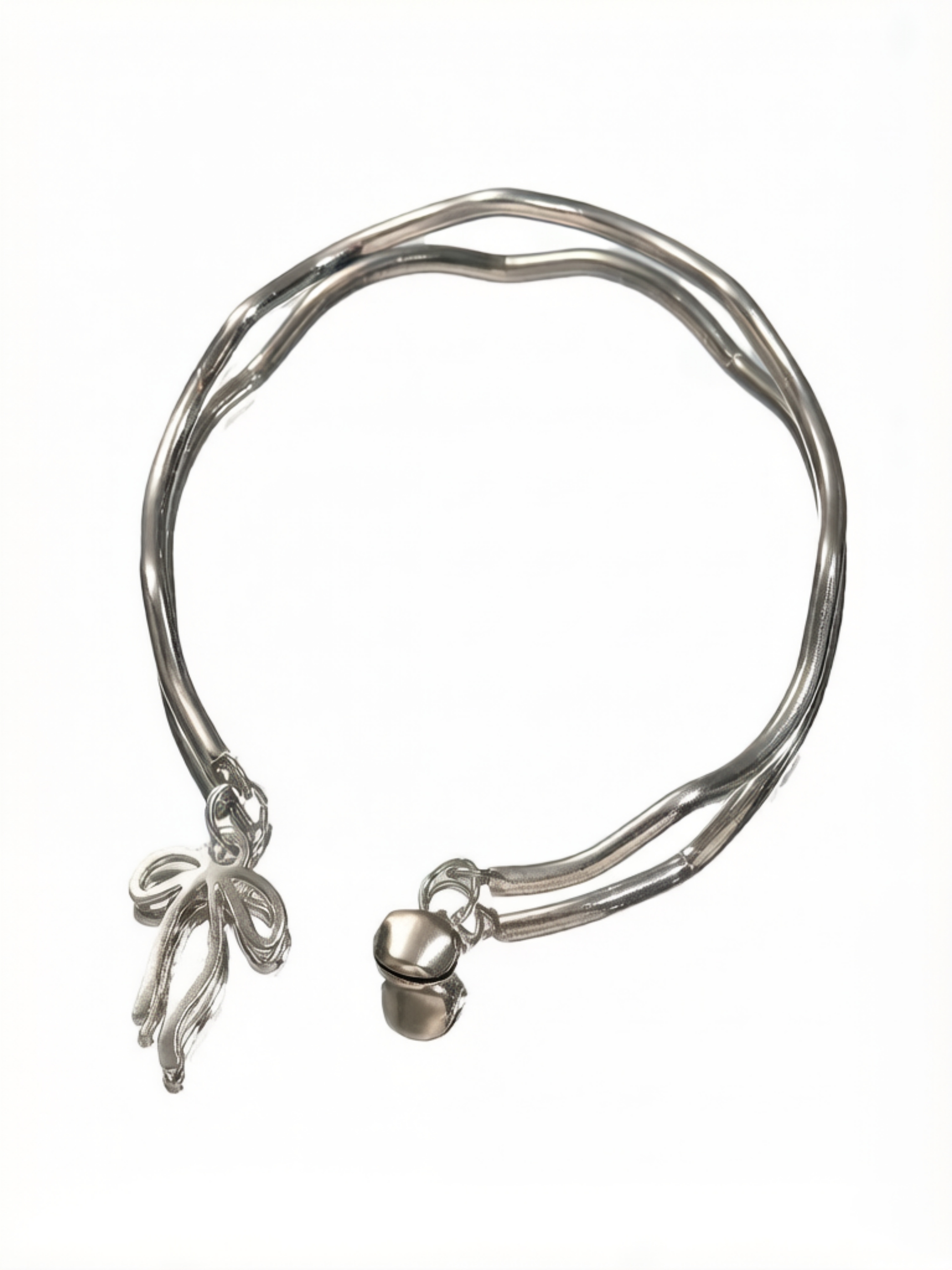 Silver Bow Bangle Bracelet
