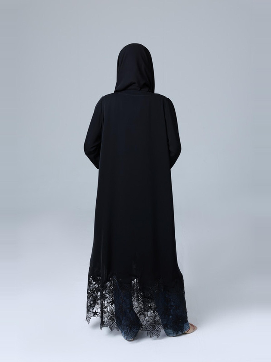Black Lace Sleeves Abaya