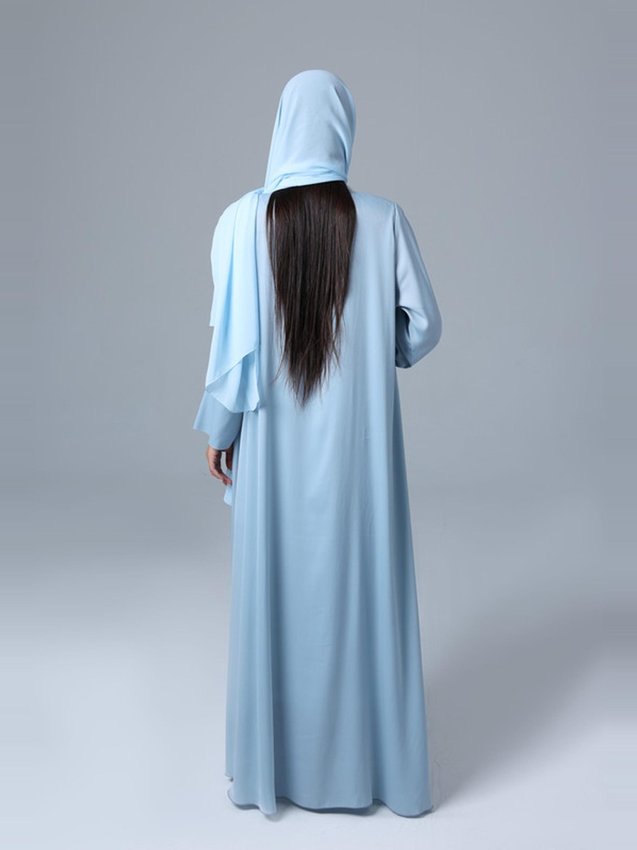 Blue Open Front Tie Casual Abaya