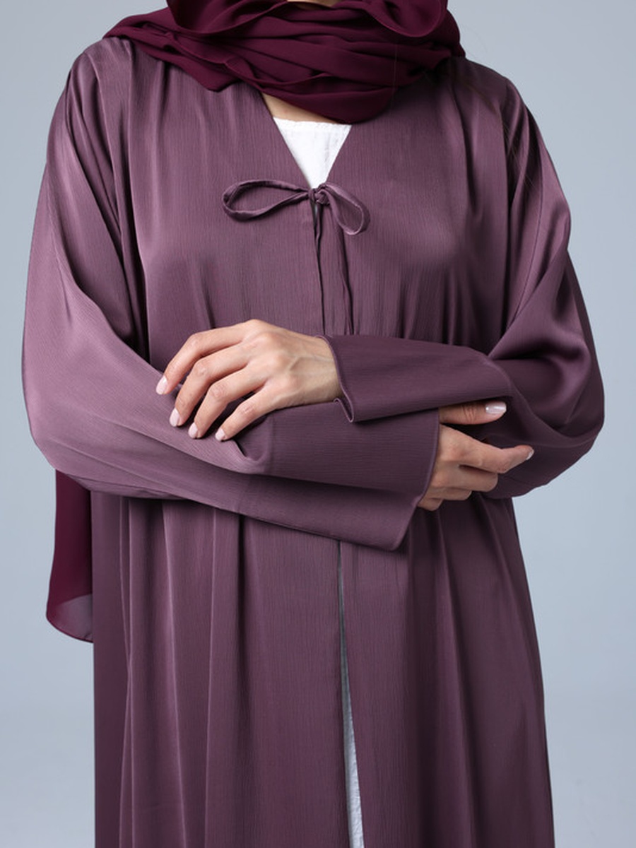 Purple Open Front Tie Shimmer Look Abaya