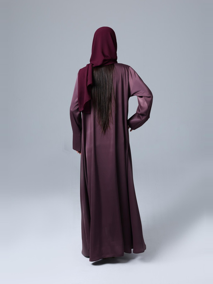Purple Open Front Tie Shimmer Look Abaya