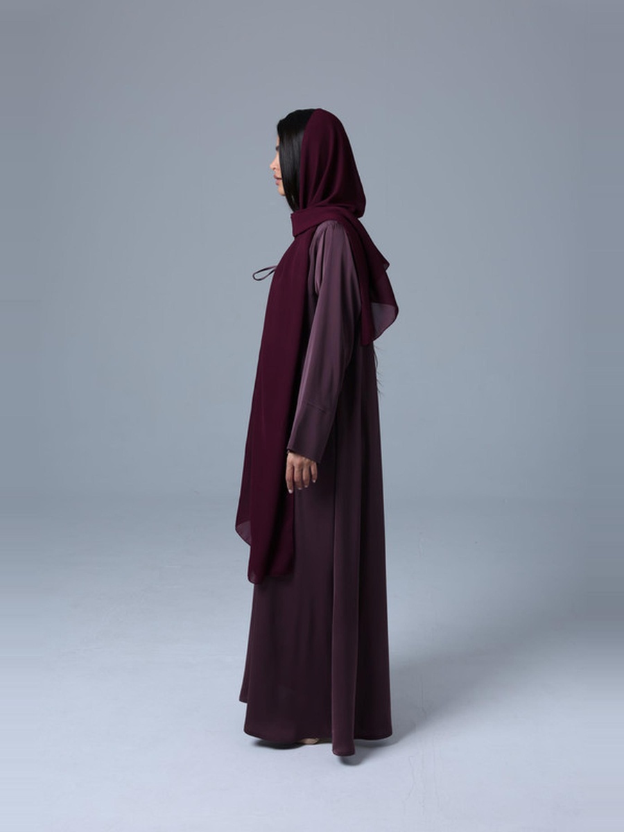 Purple Open Front Tie Shimmer Look Abaya
