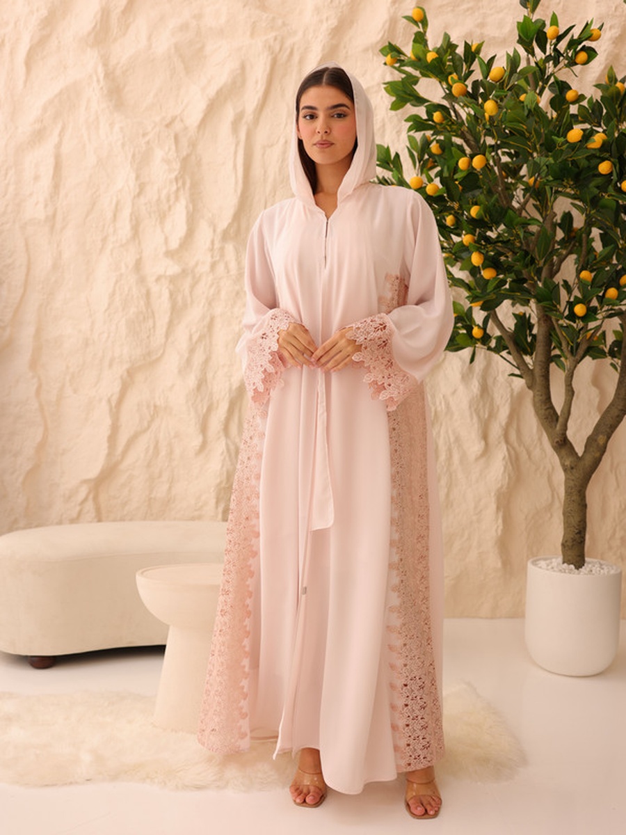 Rosewood Lace Insert Abaya