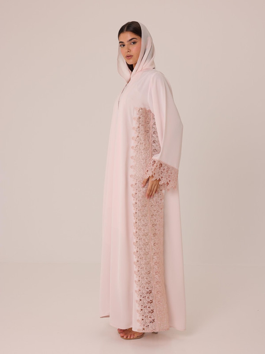 Rosewood Lace Insert Abaya