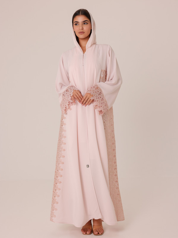 Rosewood Lace Insert Abaya