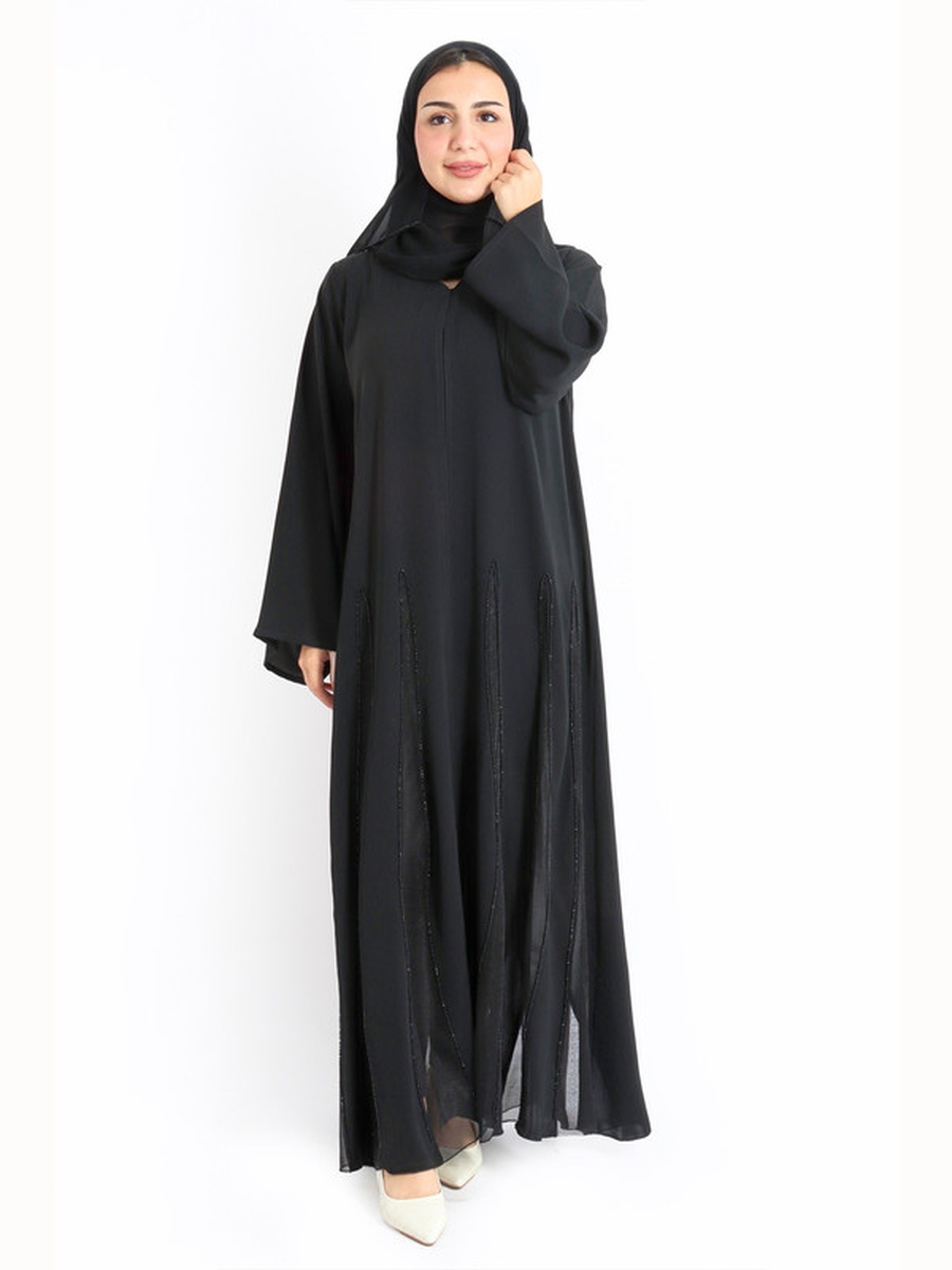 Black Beadwork Emirati Abaya