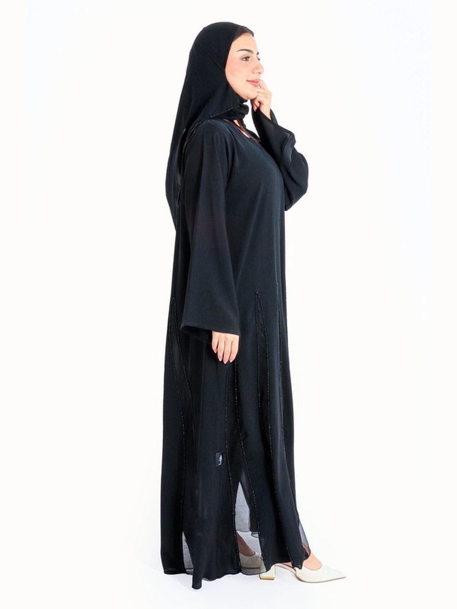 Black Beadwork Emirati Abaya