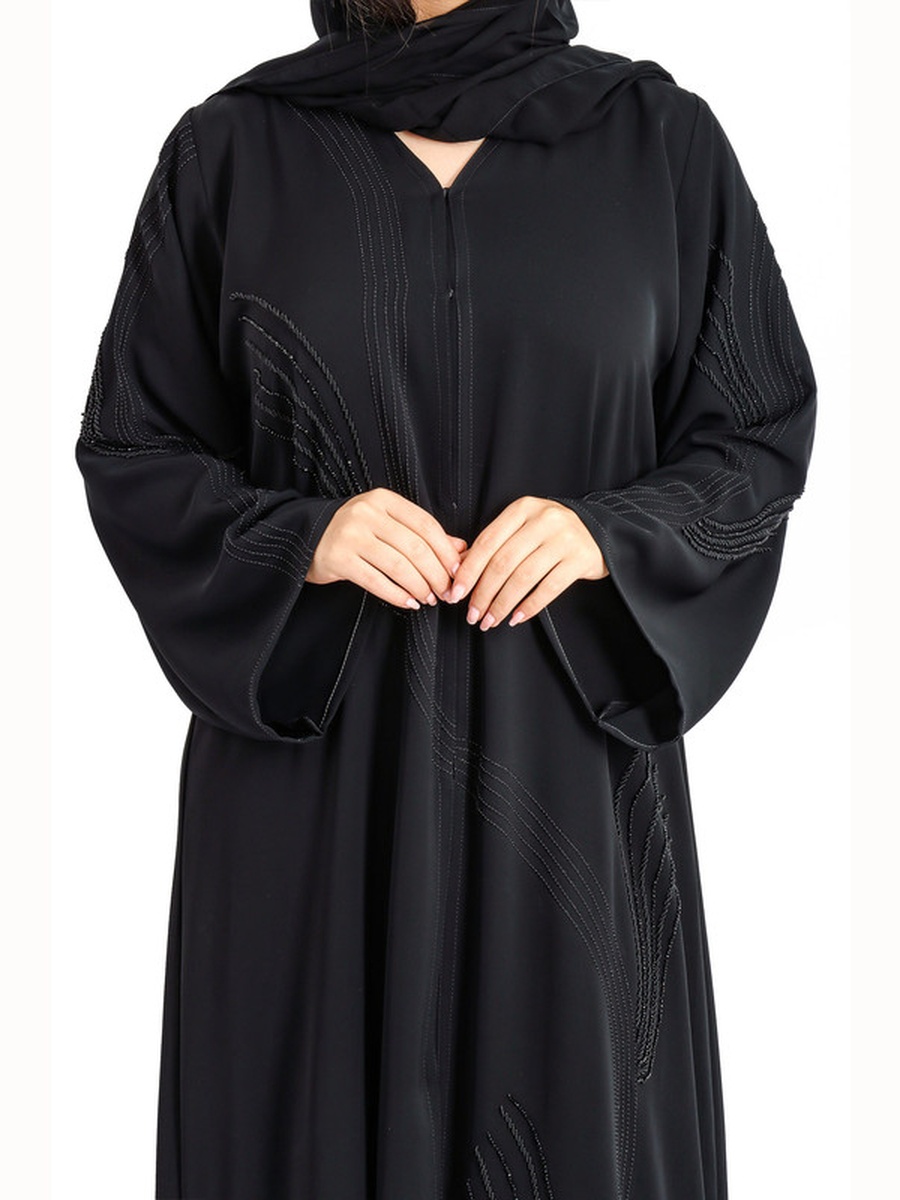 Black Artisan Elegance Handwork Emirati Abaya