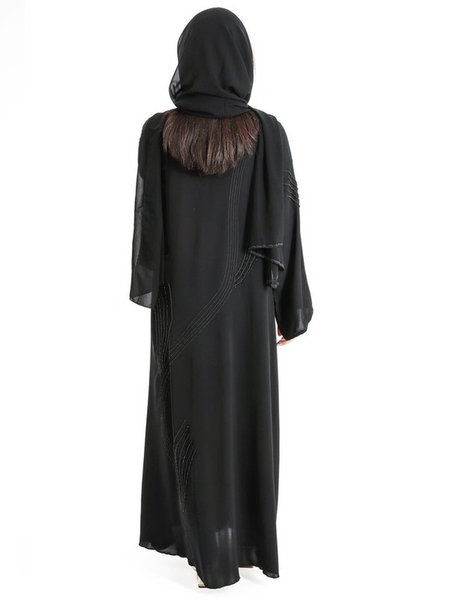 Black Artisan Elegance Handwork Emirati Abaya