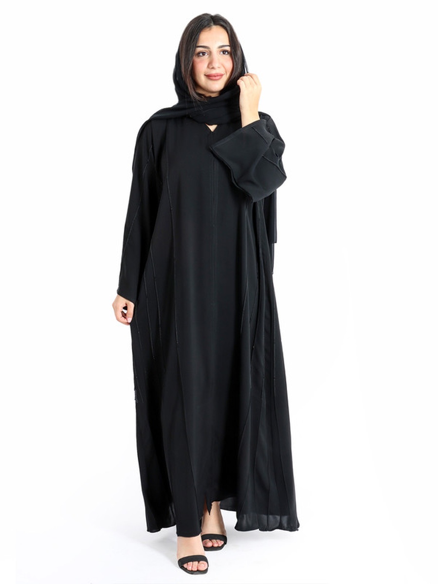 Black Royal Elegance Handwork Emirati Abaya