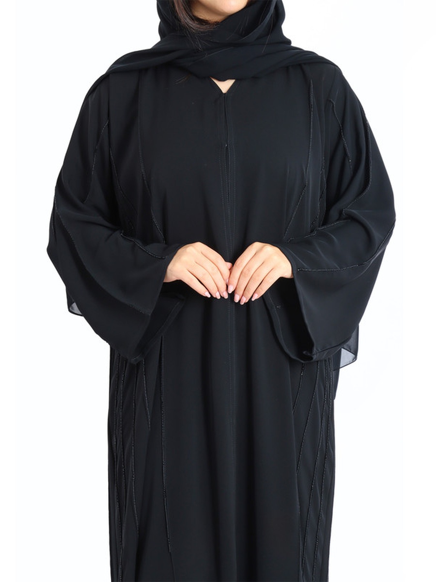 Black Royal Elegance Handwork Emirati Abaya