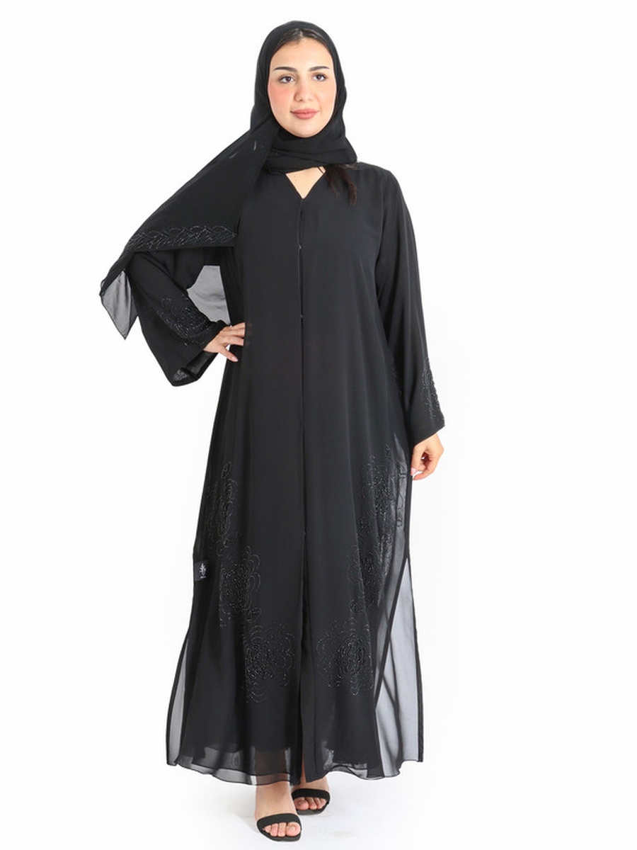 Black Luxury Crystal Handwork Emirati Abaya