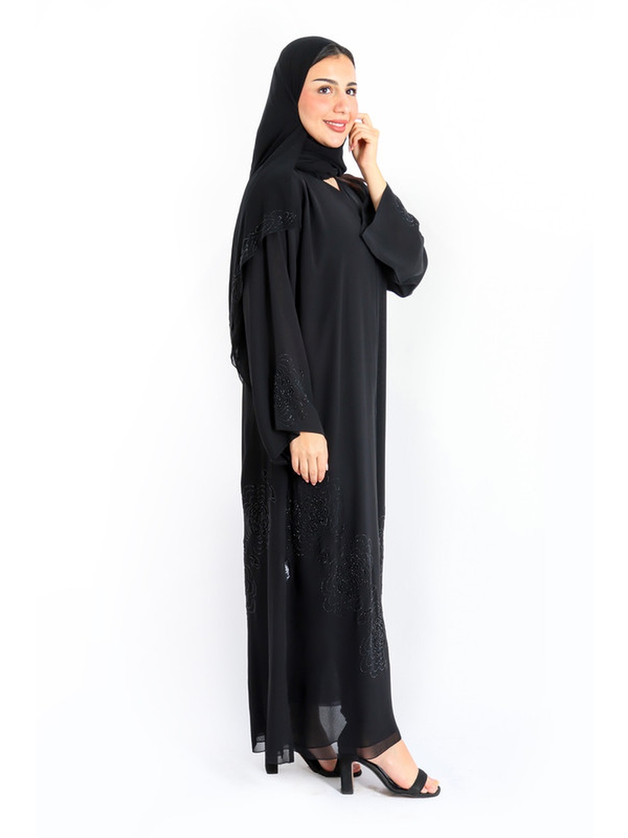 Black Luxury Crystal Handwork Emirati Abaya