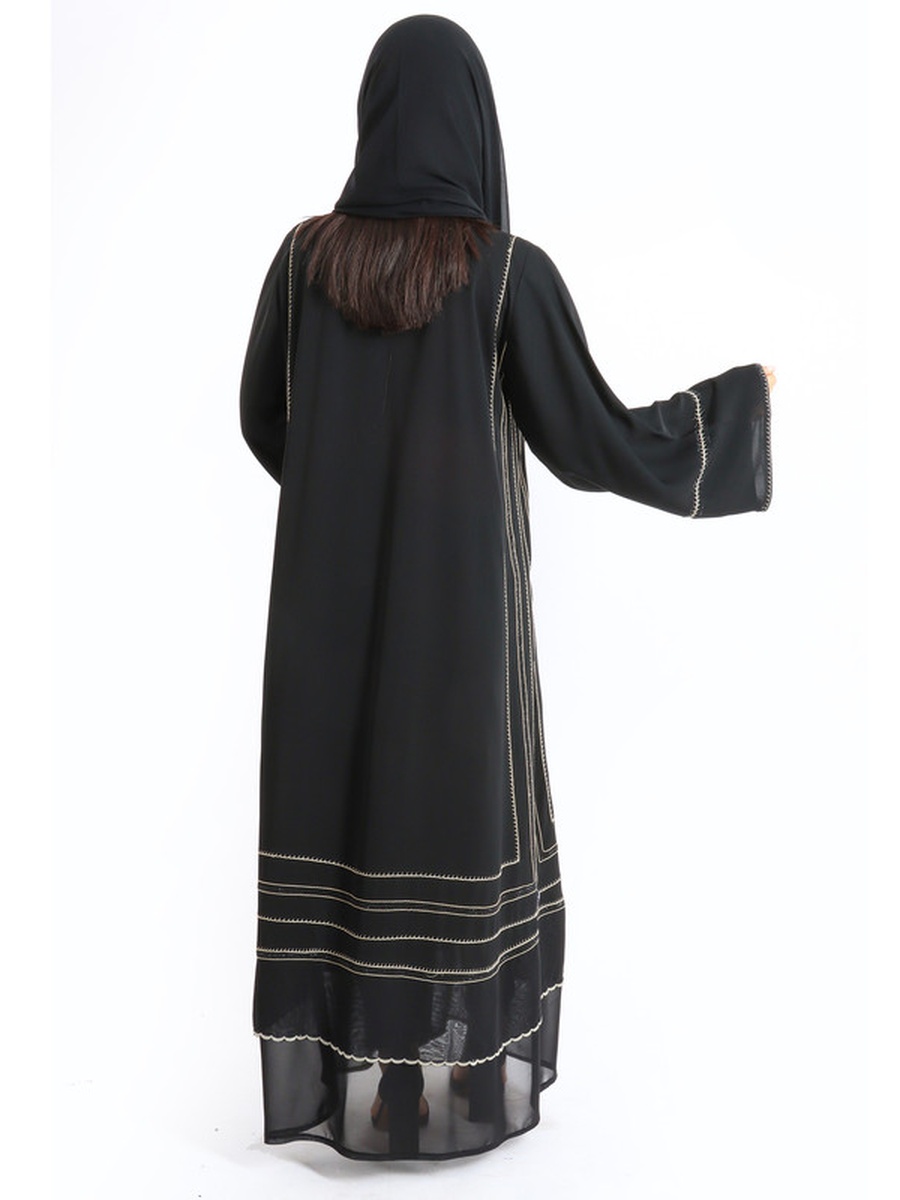 Black Luxury Crystal Embroidery Emirati Abaya