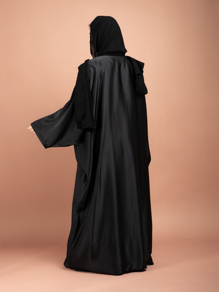 Black Emirati Plain Farasha Abaya