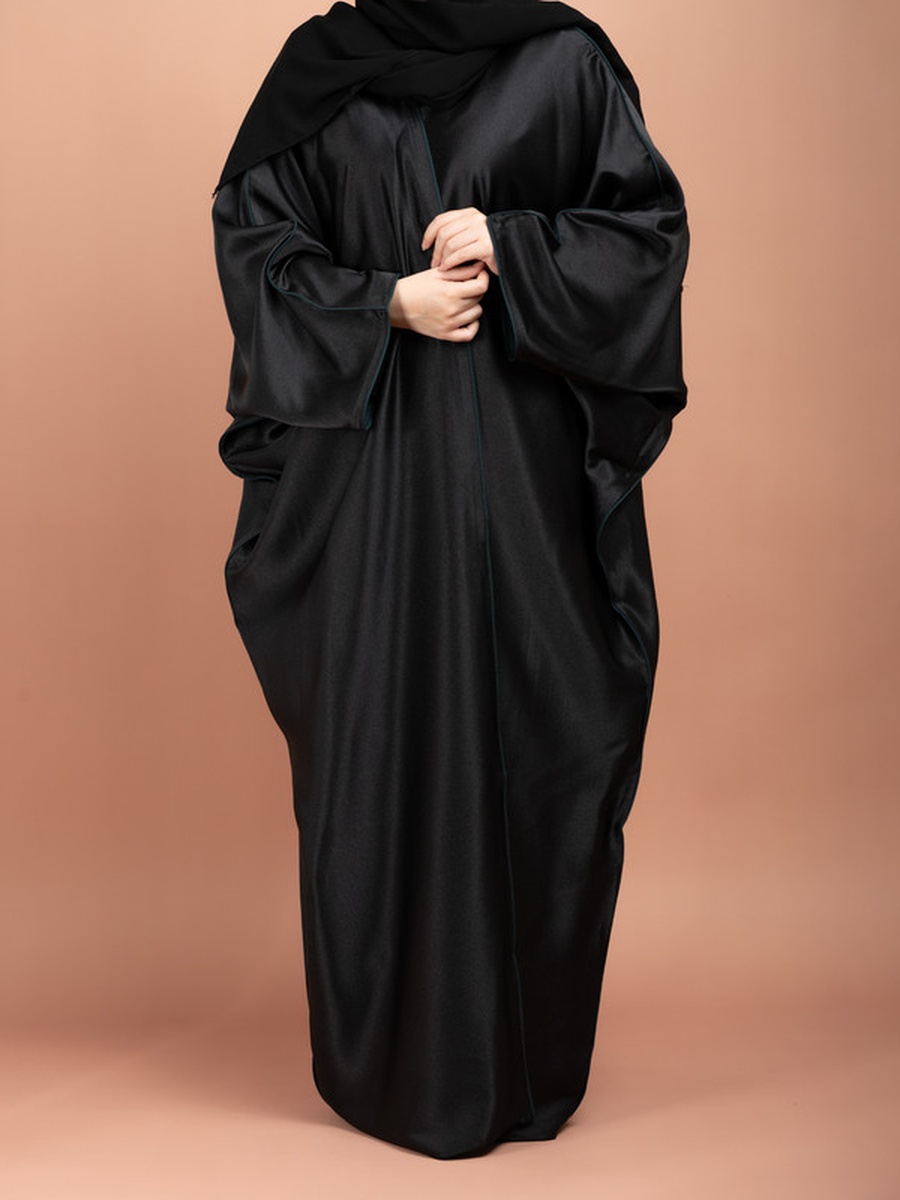 Black Emirati Plain Farasha Abaya