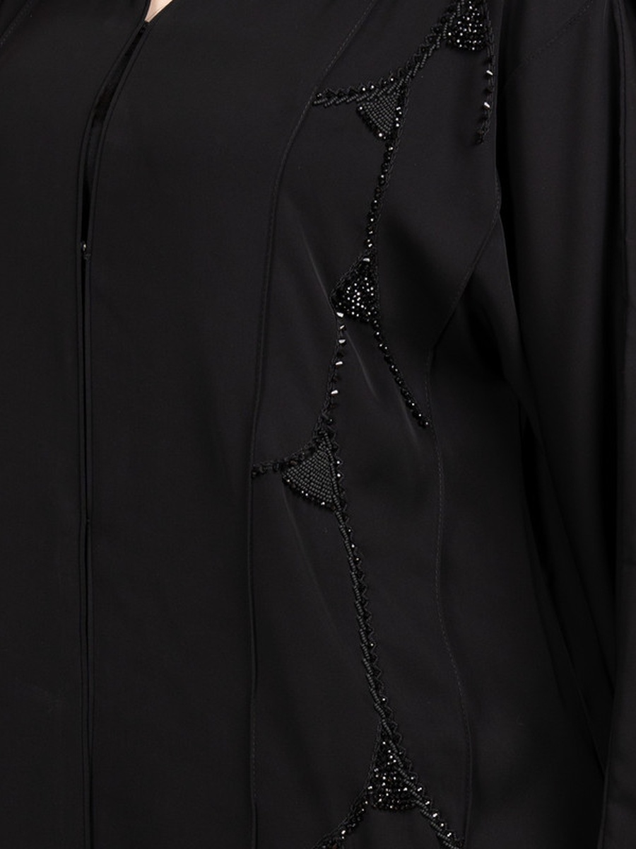 Black Beaded Embroidery Emirati Abaya