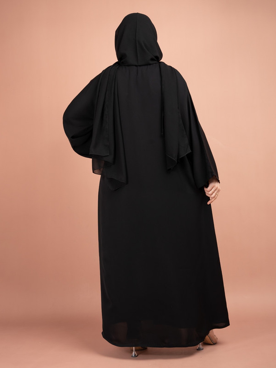 Black Beaded Embroidery Emirati Abaya