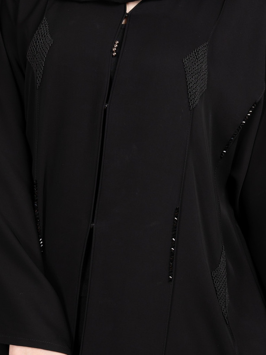 Black Beadwork Embroidery Emirati Abaya