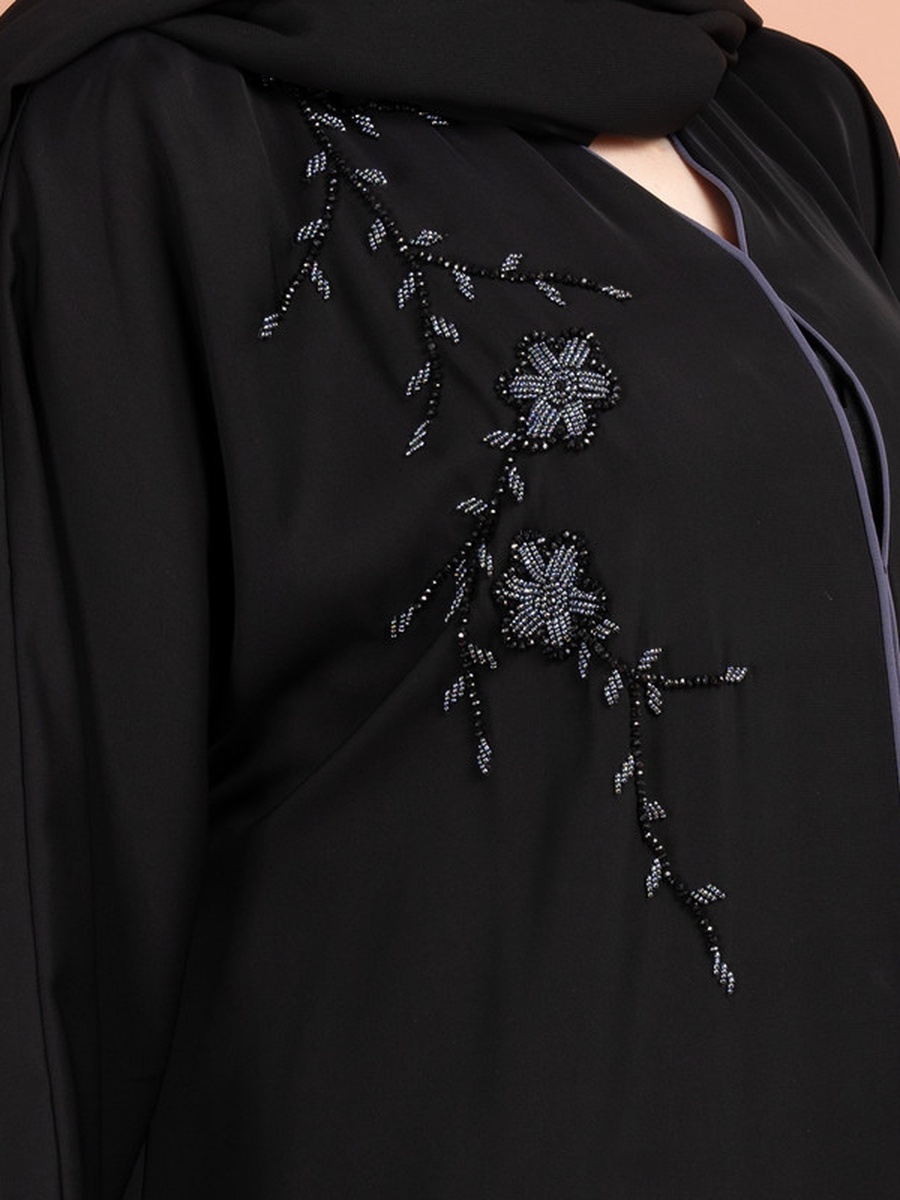 Black Beadwork Emirati Abaya