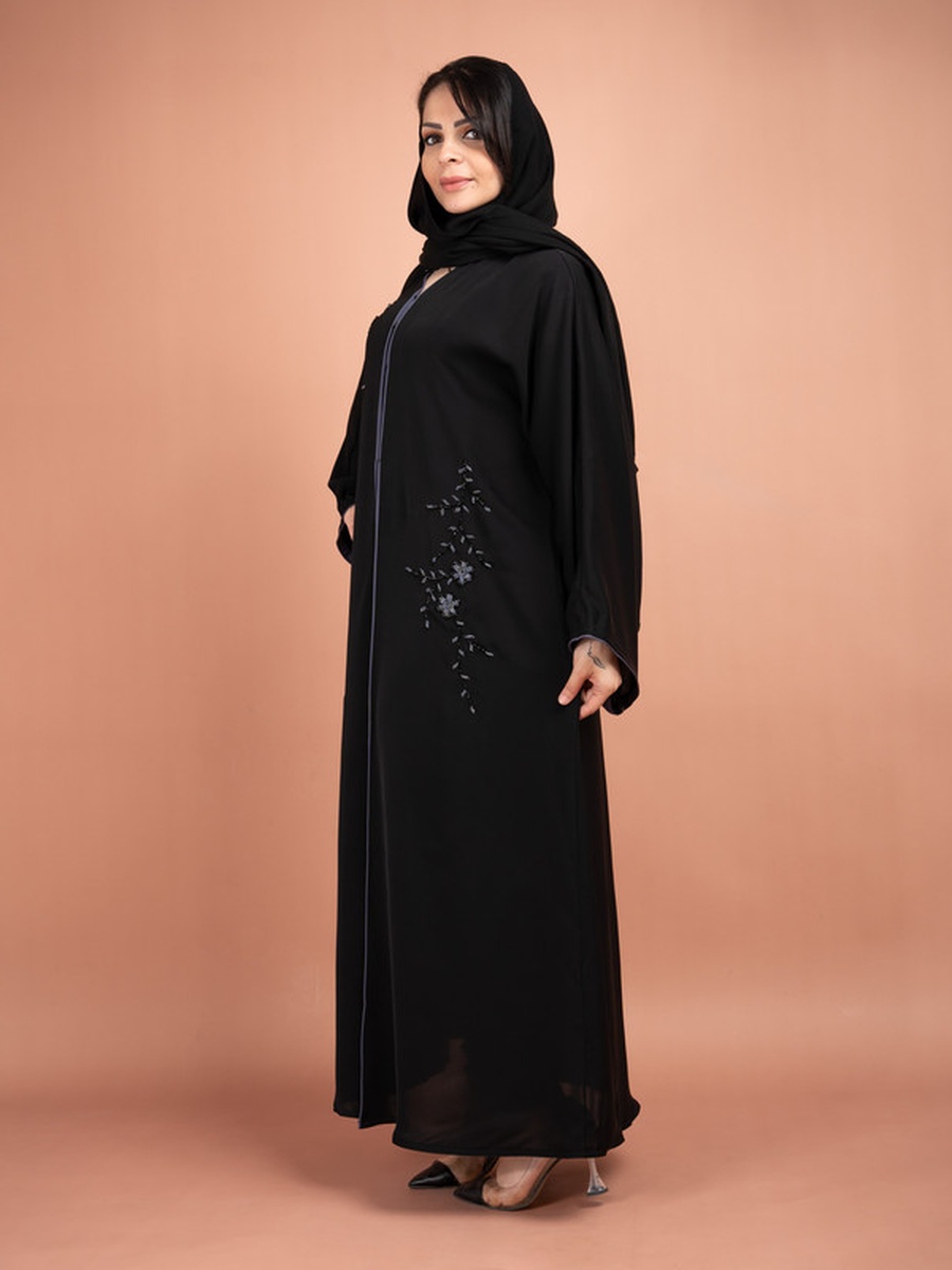 Black Beadwork Emirati Abaya