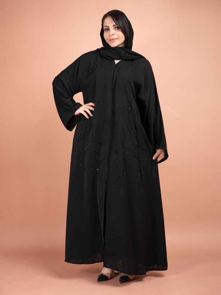 Black Beadwork Emirati Abaya
