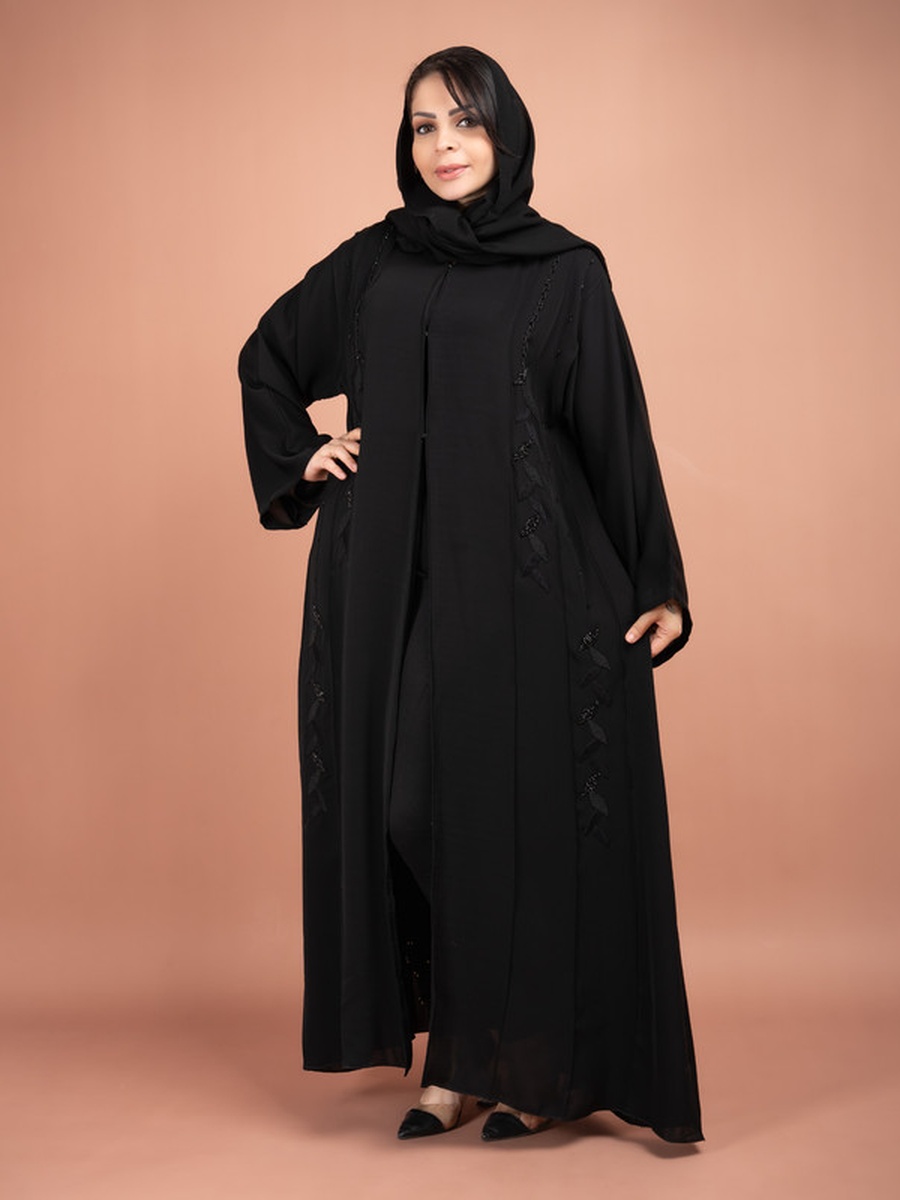 Black Beadwork Emirati Abaya