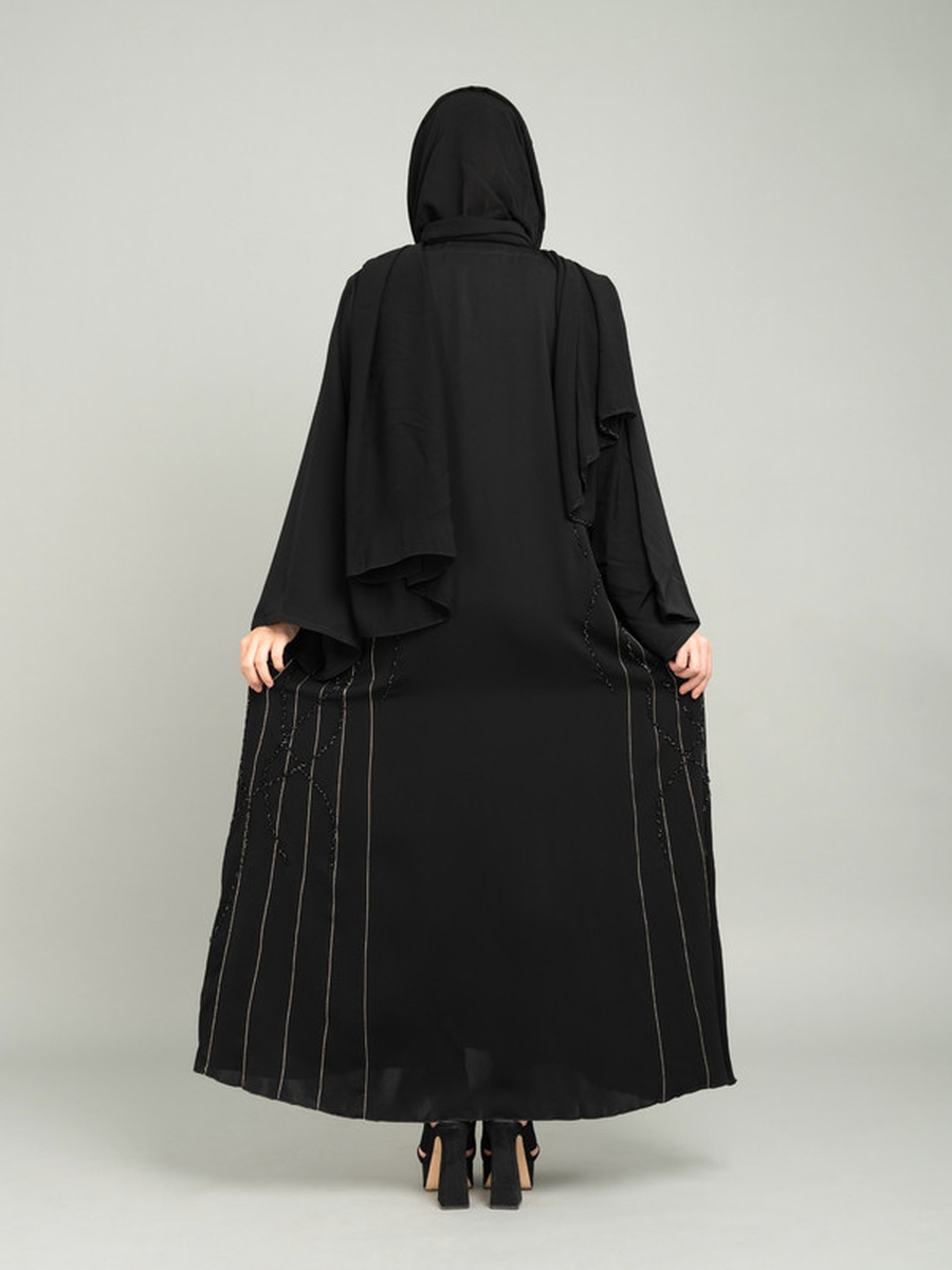 Black  Emboidery Emirati Abaya