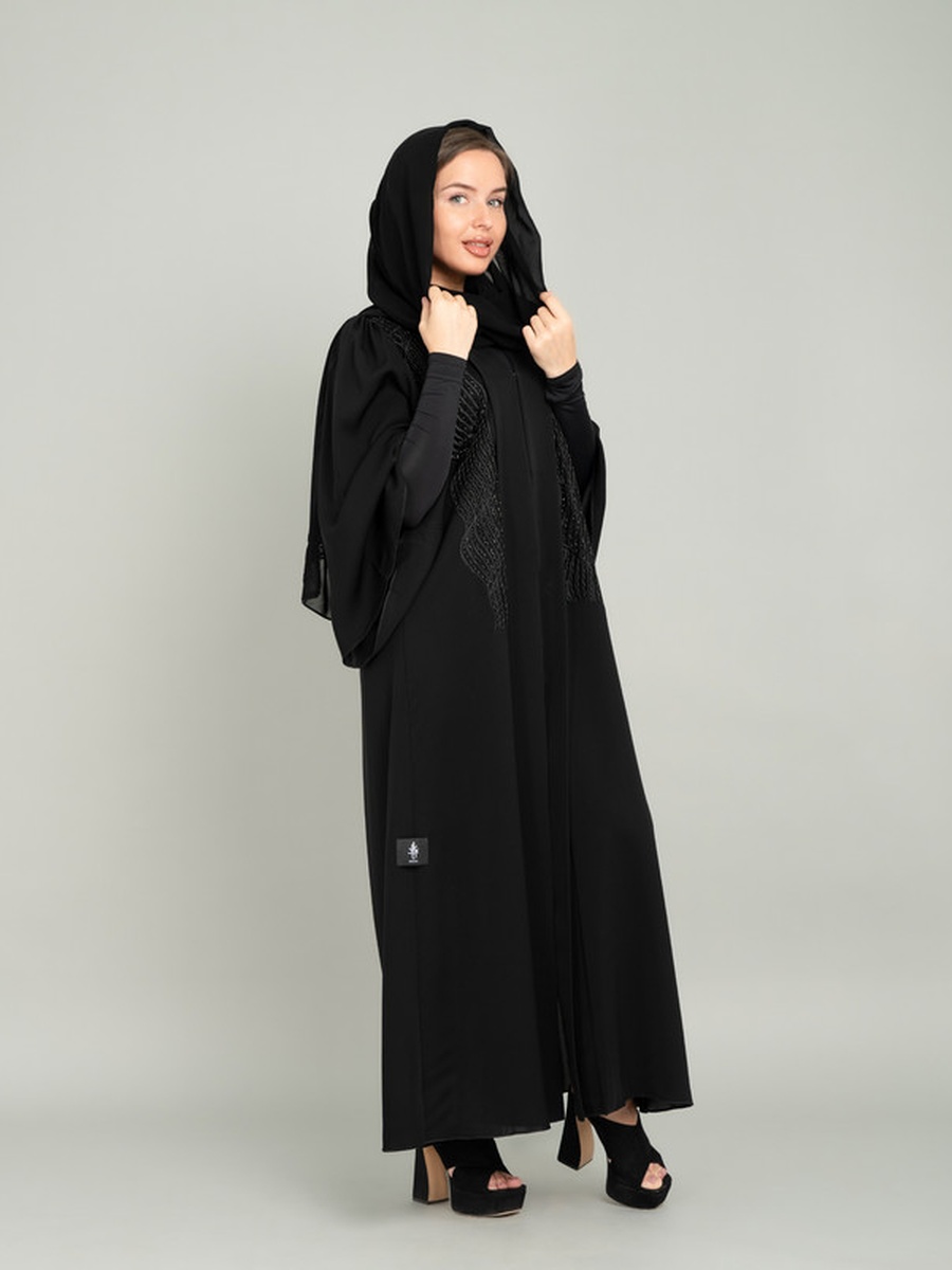 Black Royal Embroidery Emirati Abaya