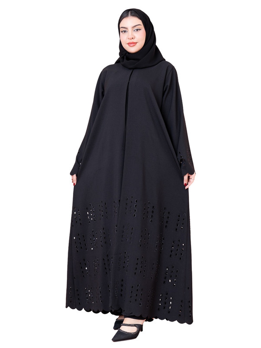 Black Cut-Out Pattern Modern Abaya