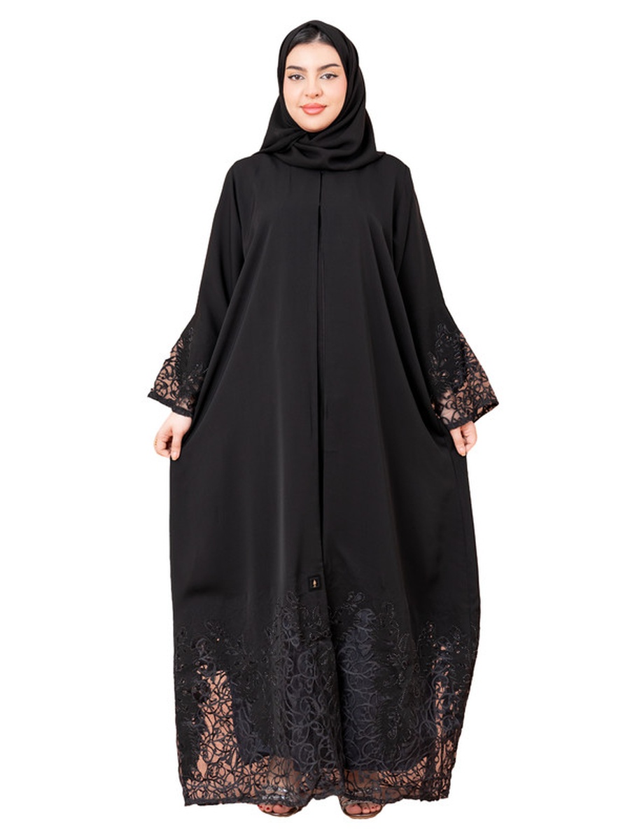 Black Luxury Layered Abaya