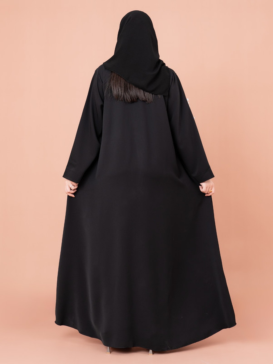 Black Beaded Shoulder Detail Abaya