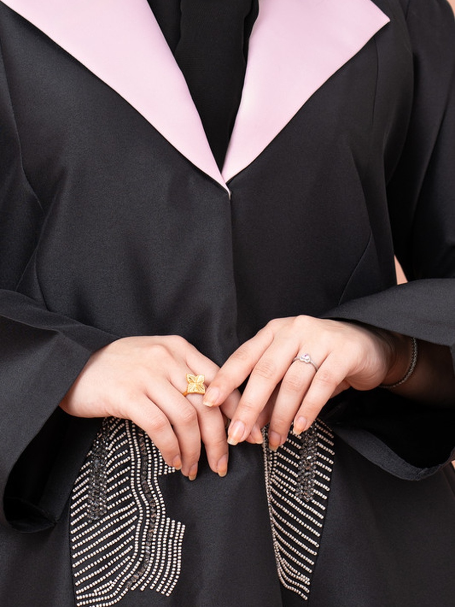 Black Beaded Blazer Abaya