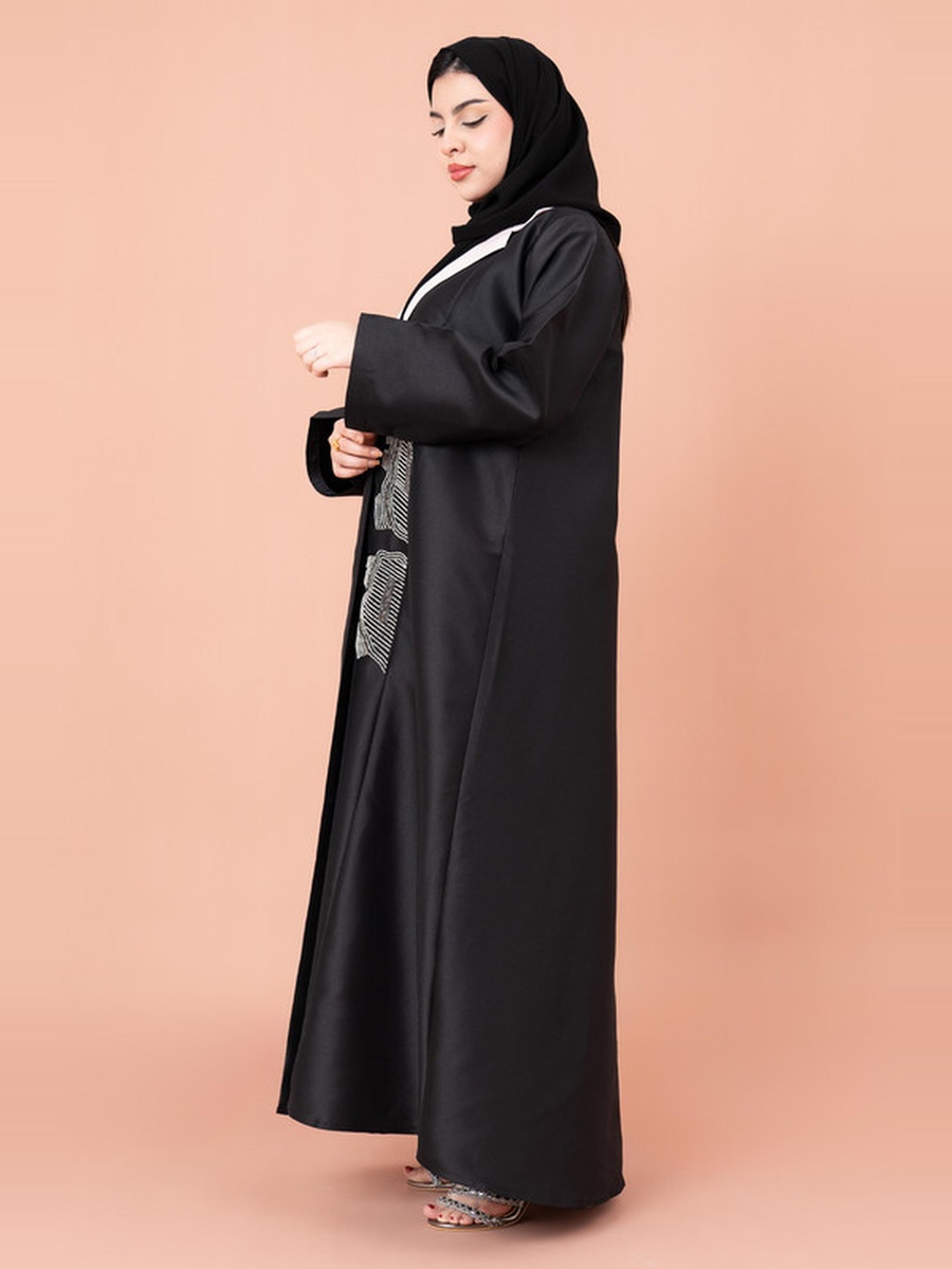 Black Beaded Blazer Abaya