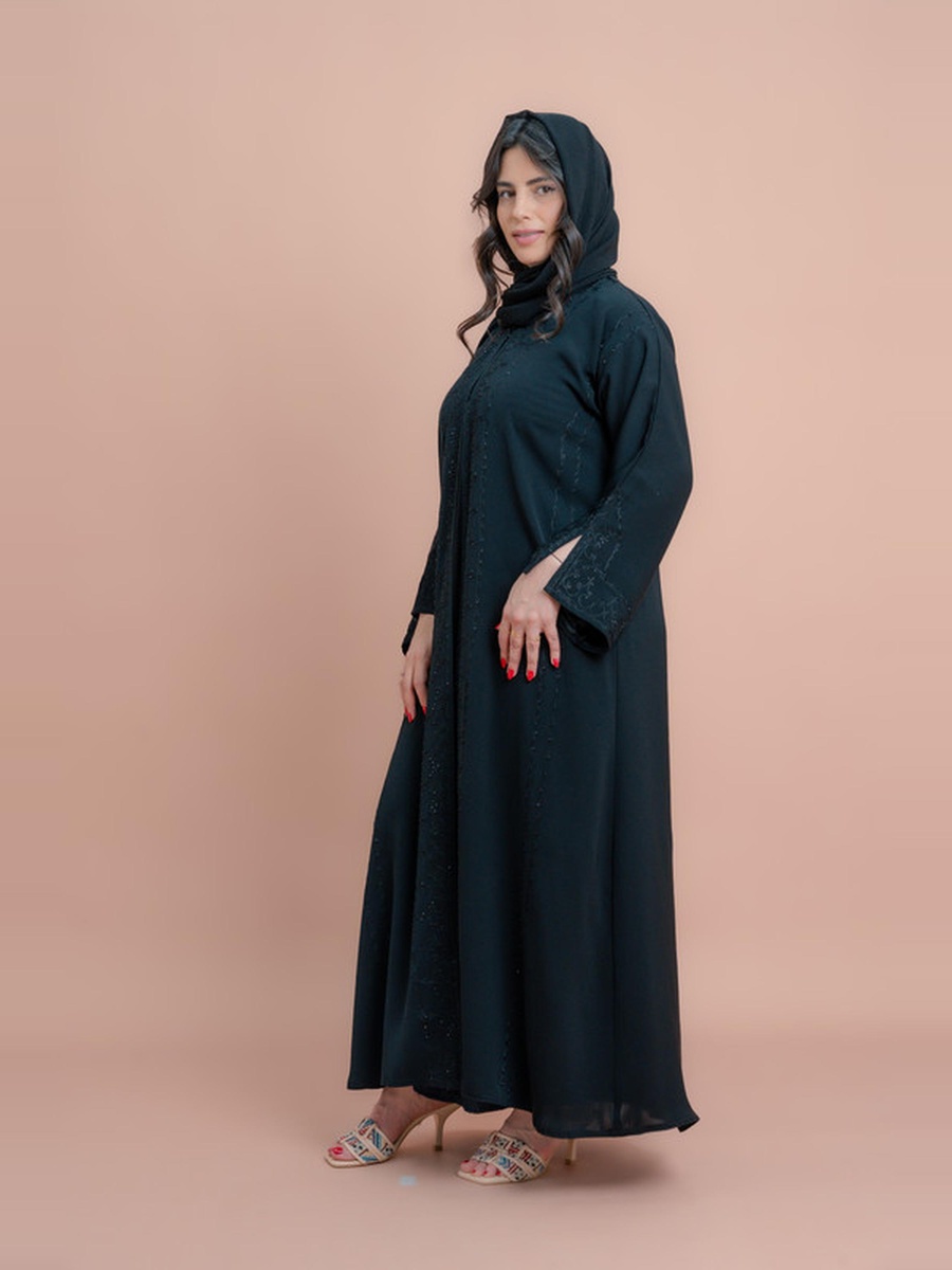 Black Aary Embroidered Modern Abaya