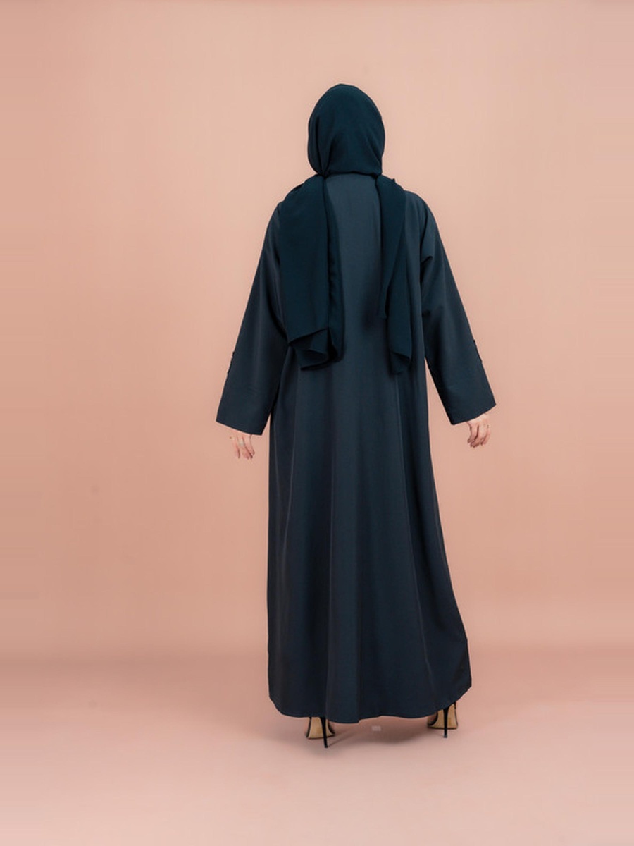 Black Traditional Crystal Floral Design Abaya